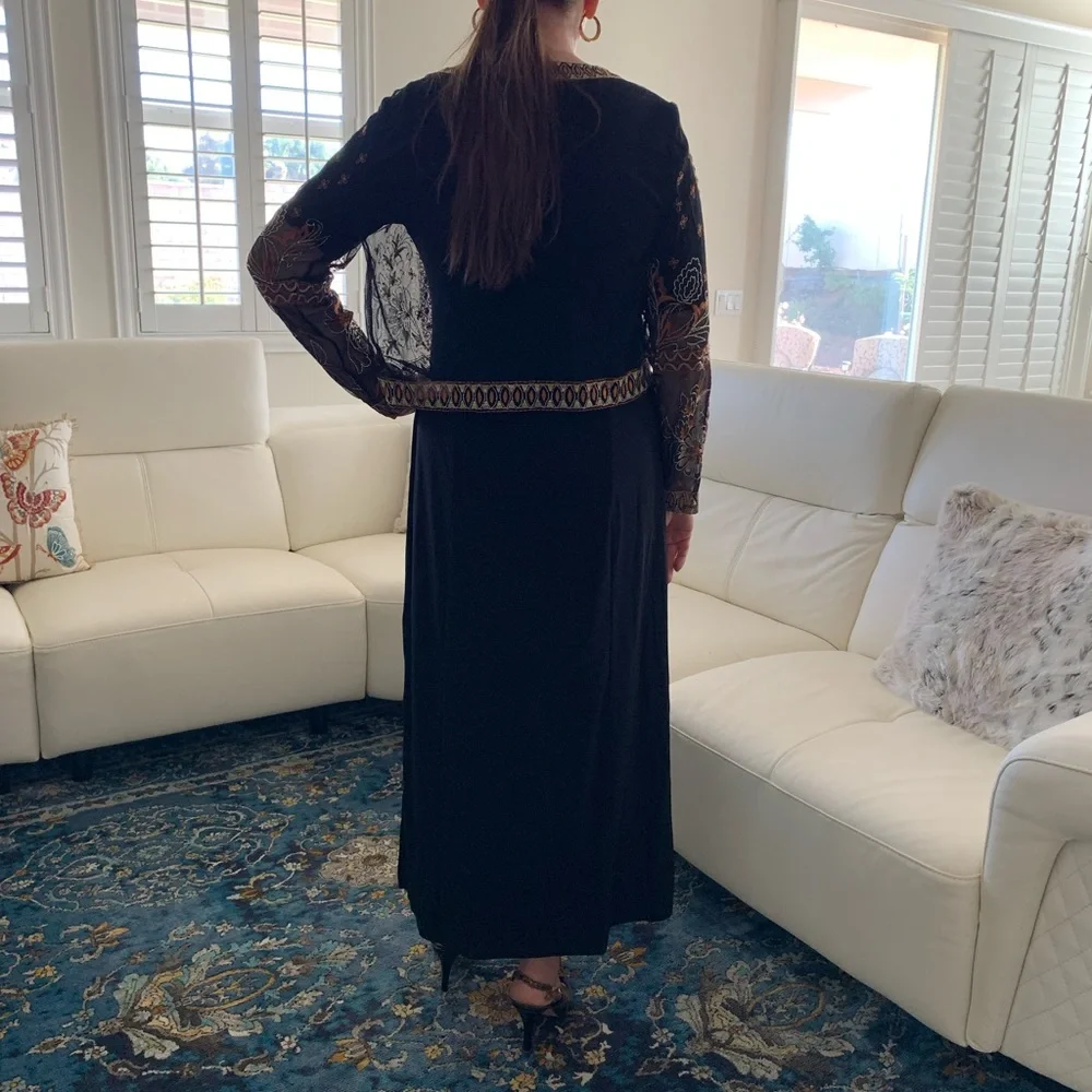 Chico’s jersey-stretchy black maxi dress with short sleeves and side slit 6